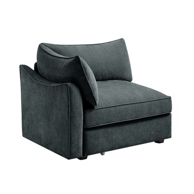 Vynxaria Modern Sofa Grey Chenille, Wrapped Backrest/Armrest, Crescent Shape, Storage Drawers/Footrest, 2/3/4-Seat for Modern/Nordic Luxury