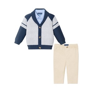 Andy & Evan  Infant  Navy/Heather Grey Shawl Cardigan & Pant Set - 1 of 4