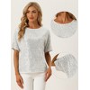 INSPIRE CHIC Women's Regular Fit Round Neck Short Sleeve Party Clubwear Blouses - 2 of 4