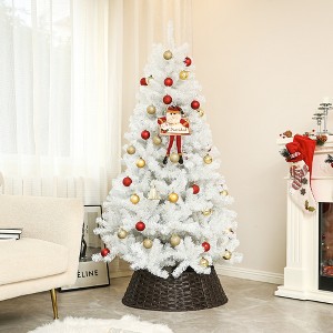 YOOCOZZ Christmas Decor- 6ft Tall Artificial Xmas Tree, Unlit Xmas Tree with 1000 Branch Tips, Auto Open, Steel Base, Holiday Décor, White - 1 of 4