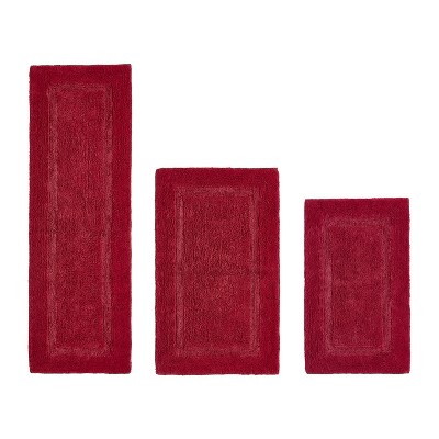 Lux Premium 100% Cotton  Ultra-Soft Tufted Solid Reversible 3 Piece Bath Rug Set, Water-Absorbent, Durable, Machine Washable Bathroom Rug