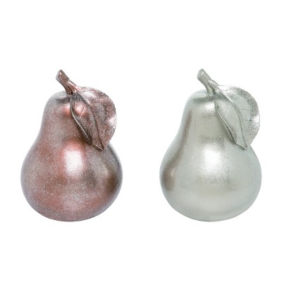 Transpac Resin 6 in. Multicolor Christmas Pear Decor Set of 2