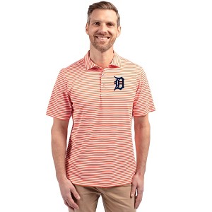 Detroit Tigers Cutter & Buck Virtue Eco Pique Stripe Recycled Mens Polo - 1 of 1