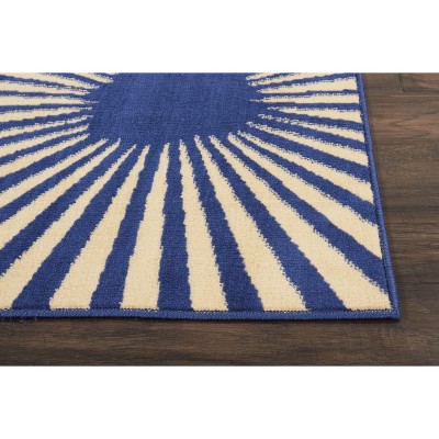 Reversible Hand-Knotted Navy Synthetic 8' x 10' Area Rug