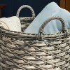 Cesicia 18" x 18" x 15.7" Round Resin Woven Wicker Multi-Use, Storage Basket with Handles, White-Gray - For Towel, Toys, Magazines Storage - 3 of 4
