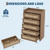 46" Tall Rattan 5-Drawer Dresser, Boho Chest with Gold Metal Handles, Storage Cabinet for Bedroom/Closet/Living Room/Hallway, Caramel Oak - 2 of 4