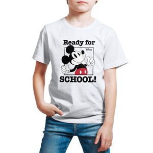 Boys' - Disney - Mickey Mouse Ready For School Short Sleeve Graphic T-Shirt - 1 of 4