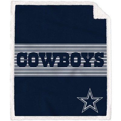 NFL Dallas Cowboys Center Stripe Trim Sherpa Trim Blanket