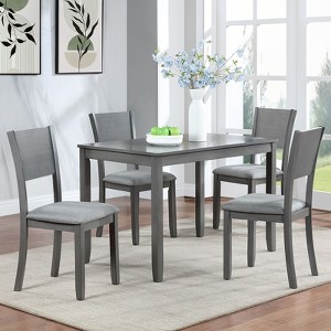 NicBex Dining Room Table Set for 4 Morden Dining Table with MDF Tabletop, 4 Slatted Backrest Chair for Dining Room - 1 of 4