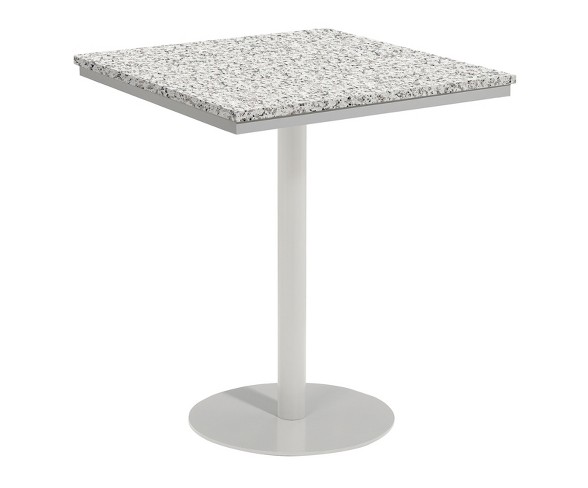 Travira 36" Square Patio Bar Table - Powder Coated Steel Frame - Lite-Core Granite Ash Top - Oxford Garden