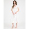 Sweetheart Neck Puff Sleeve Eyelet Hem Midi Dress - 3 of 4