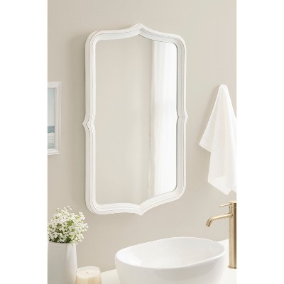 White Scalloped Rectangular Wood Wall Mirror