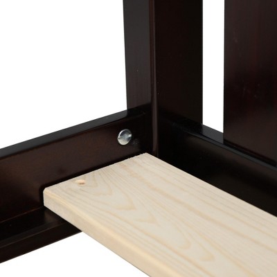 Espresso Pine Full Size Platform Bed Frame with Headboard