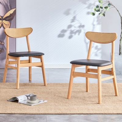 GDFStudio Baron Upholstered Faux Leather Rubber Wood Armless Dining Chair(Set of 2)