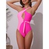 INSPIRE CHIC Women's Criss Cross Color Block Monokini Bikini Set,O Ring Side Tie Strappy Swimwear Bathing Suit 1 Set - 2 of 4