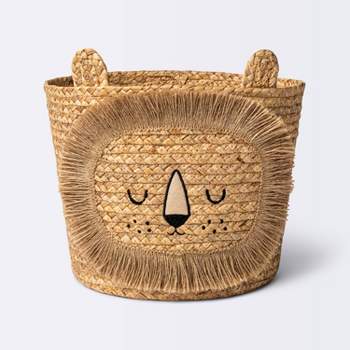 Braided Water Hyacinth Medium Round Storage Basket - Lion - Cloud Island™