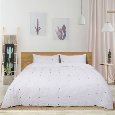 PiccoCasa 3 Pcs Microfiber Polyester Pintuck Duvet Cover  Sets 1 Duvet Cover Set with 2 Pillow Cases
