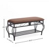 COMHOMA Metal Upholstered Shoe Rack Bench, End of Bed Bench, for Entryway, Bedroom, Metal Frame - 4 of 4
