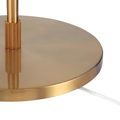 Adjustable White Linen Drum Shade Arc Floor Lamp
