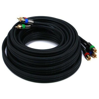 Monoprice Video Coaxial Cable - 25 Feet - Black | 18AWG CL2 Premium 3-RCA Component RG6-U