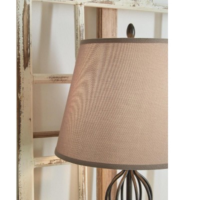 Antique Bronze 29" Metal Table Lamp Set with USB-C Charging Port