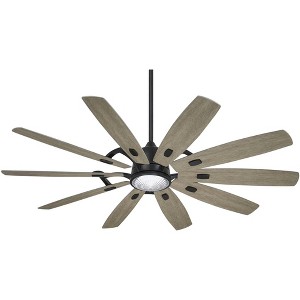 65" Minka Aire Rustic Indoor Ceiling Fan with LED Light Remote Control Coal Seashore Gray Ribbed Glass for Living Room Kitchen - 1 of 4