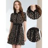 INSPIRE CHIC Women's Short Sleeve Contrast Collar Belted Floral Shirt Dress - 2 of 4