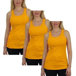 Galaxy By Harvic Women's Loose Fit Ribbed Tank Top-3 Pack - 1 of 4