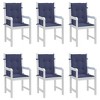 vidaXL Lowback Chair Cushions - 6 Pc Set, Navy Blue Polyester Fabric, Water-Resistant, Soft Foam Fiber Filling, for Outdoor/Indoor Use, 39.4"x19.7" - 4 of 4