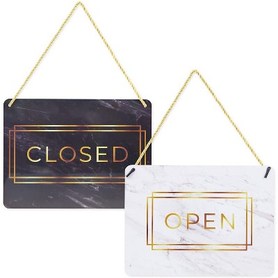 Stockroom Plus 2 Pack Double Sided Open and Closed Sign for Businesses, Marble (11.5 x 8.5 in)