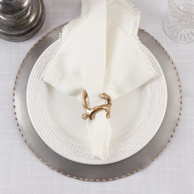 Gold Twigs Design Napkin Rings Set of 4