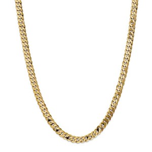 Black Bow Jewelry Men's 6.75mm 14k Yellow Gold Beveled Solid Curb Chain Necklace - 1 of 4