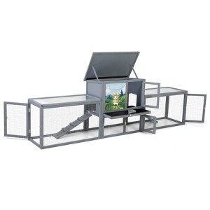 AZL1 Life Concept Pet Crates and Houses Large 2-Story Rabbit Hutch with Dual Runs, Resting Room, Sun Roof, Weatherproof, Gray, 94.5"*18.9"*31.1" - 1 of 4