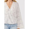 Women's Floral Challis Surplice Top With Lace Trumpet Sleeve - LOVESTITCH - 4 of 4