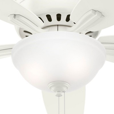 52" White Low Profile Ceiling Fan with LED Light