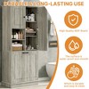 Rbied 29.9 in. W x 14.2 in. D x 67.7 in. H Wood Linen Cabinet Storage Cabinet with Adjustable Shelves & Flip-Out Basket - 3 of 4