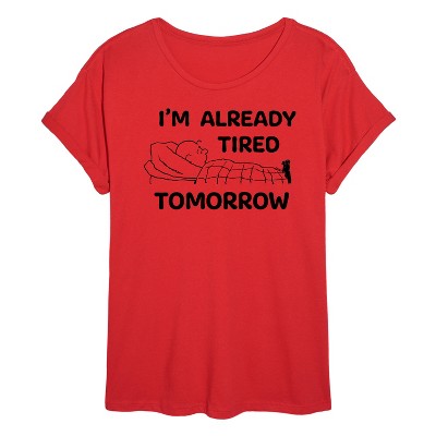 Women's - Peanuts - Tired Tomorrow Oversized Graphic T-Shirt