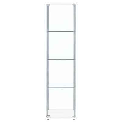 Sleek White and Chrome 4-Shelf Tall Curio Cabinet