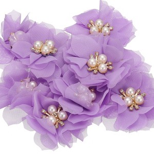 Unique Bargains Rhinestone Pearl Chiffon Flower for DIY Craft Wedding Party 10 Pcs - 1 of 4