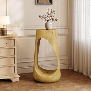 CAVINAS Hollow Side Table, Modern Coffee Table with Imitation Wood Texture, 16.75" H End Table for Indoor and Outdoor - 1 of 4