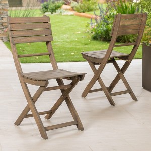 Foldable Dining Chairs Set Of 2, Home Outdoor Acacia Wood Foldable Dining Chairs for Office Living Room Dining Room - 1 of 4