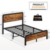Set of 2 Full Size Bed Frame with Wood Headboard and Footboard, Mattress Foundation, Strong Metal Slats Support, No Box Spring Needed, Rustic Brown - 2 of 4