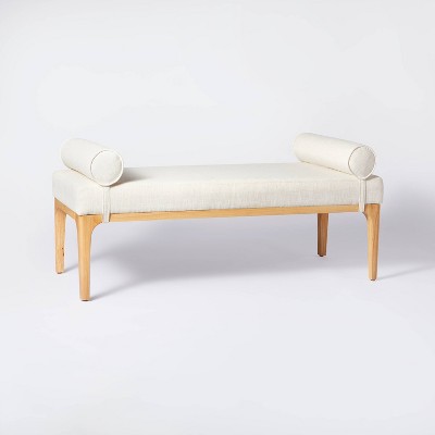 Randolph Bench with Bolster Pillows Linen - Threshold™ designed with Studio McGee