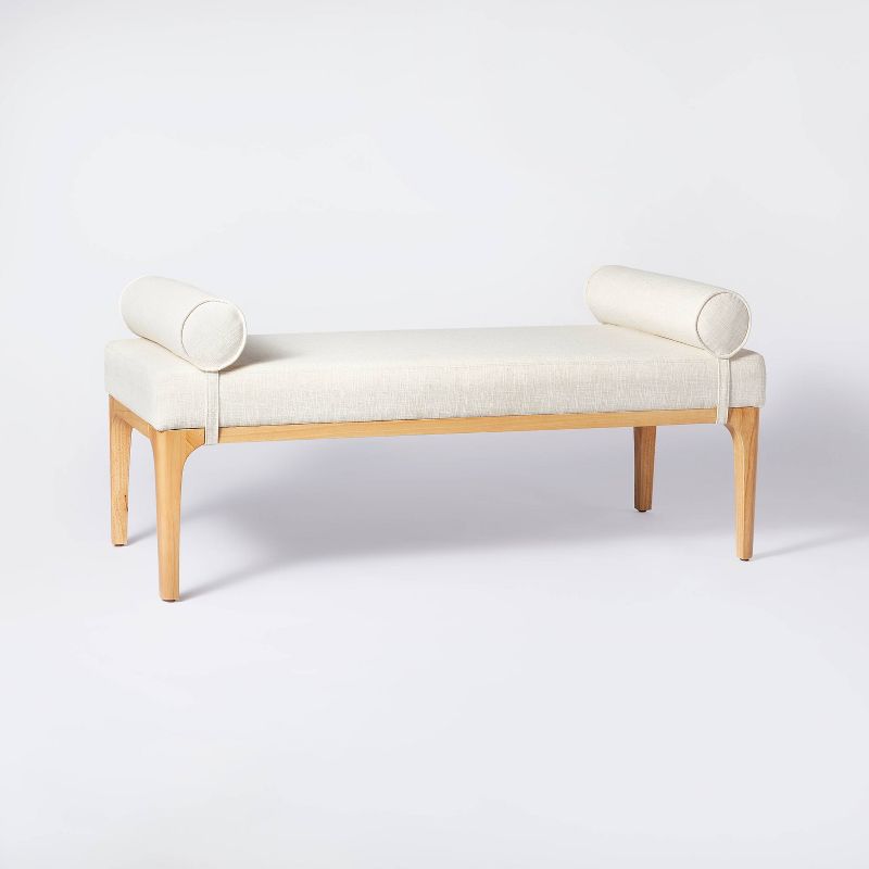Randolph Bench with Bolster Pillows Linen - Threshold™ designed with Studio McGee, 1 of 13