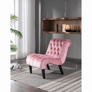 TOAOTBNBO Upholstered Fabric Button Comfortable Armless Chair, Cozy Reclining Accent Chair for Reading Lazy Armless Chair with Soft Cushion - 1 of 4