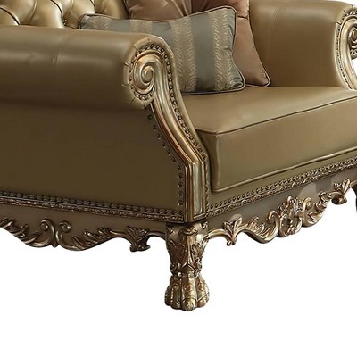 Dresden 45" Gold Patina Faux Leather Accent Chair