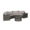 7-Piece Outdoor Patio Half-Moon Sectional Sofa Set with Tempered Glass Coffee Table - 3 of 4