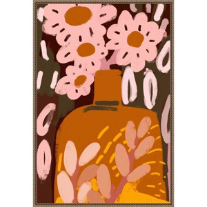 23"x33" Pastel Flower Impression No by Treechild Framed Canvas Wall Art Print Bronze - Amanti Art - 1 of 4