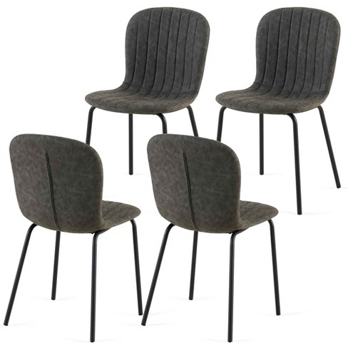 Nicbex Set Of 4 Faux Leather Dining Chair Kitchen Furniture Curved Backrest Upholstered Side Chair With Metal Legs gray Target