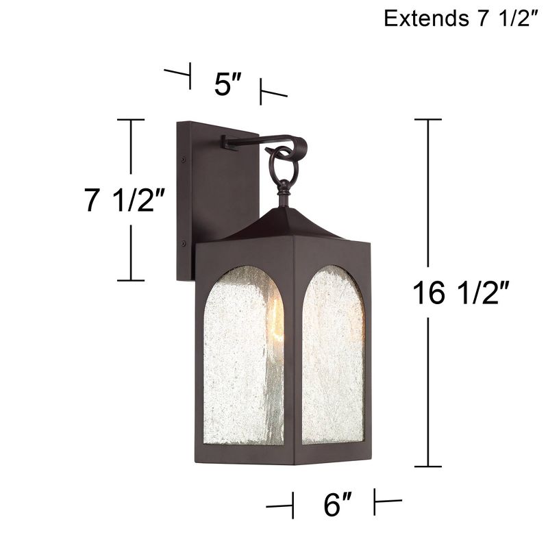 Possini Euro Design Tyne Modern Outdoor Wall Light Fixture Bronze 16 1/2" Seedy Glass for Post Exterior Barn Deck House Porch Yard Posts Patio Home, 4 of 8